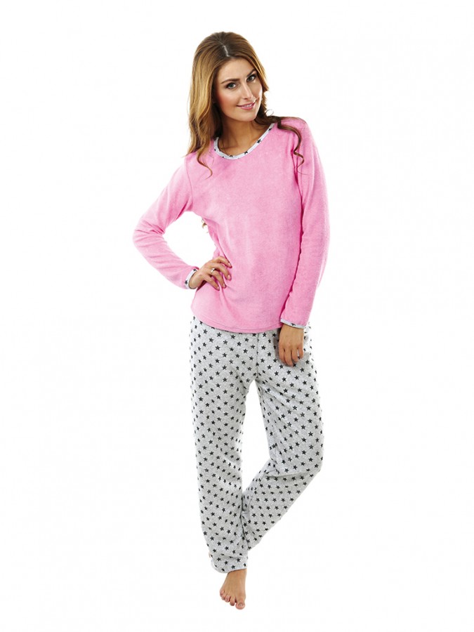 Dámske froté pyžamo P 1422 ružové